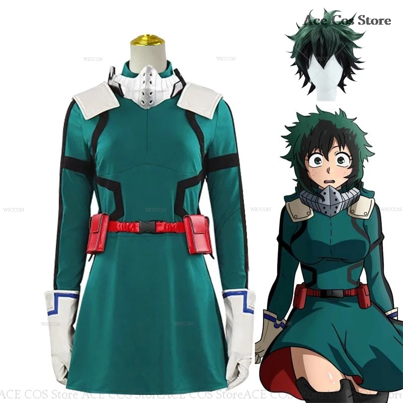 My Hero Genderswap Academia Izuku Midoriya Deku Cosplay Costume Dress Wig Women Men Anime Adult Suits Halloween Party