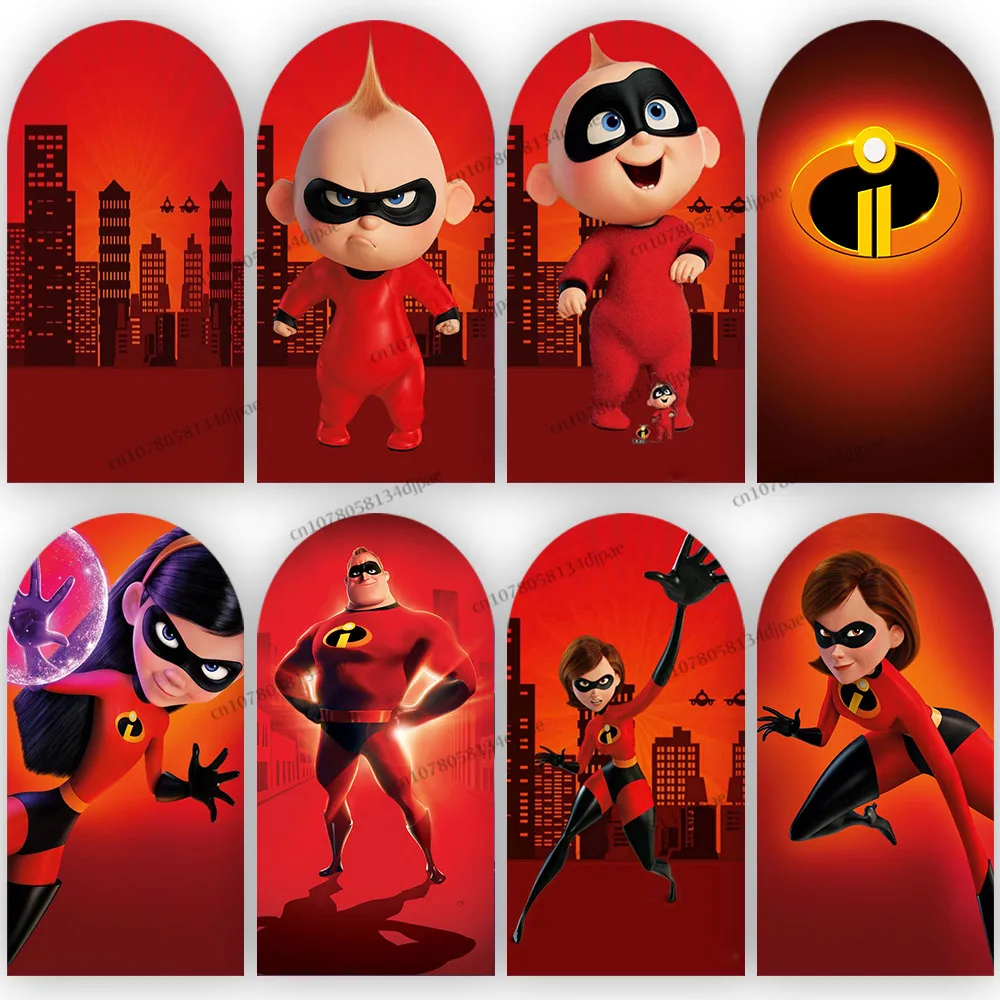 Birthday Arch Backdrop The Incredibles Background Photography Wall Decorations Little Jack Boy Party Red Superhero Family Banner