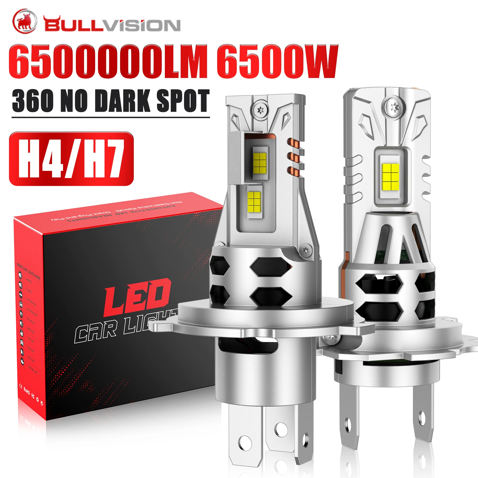 2Pcs H7 LED Headlight Bulb CANBUS 6500K White H1 H4 H11  for Car LED Lamp 9005 9006 9012 With Fan Super Bright High Power Lights