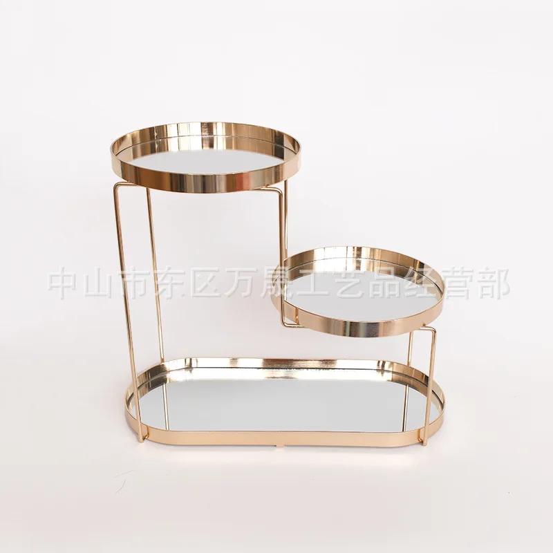 Desktop storage rack, three-layer mirror shelf, bathroom storage tray rack, decoration