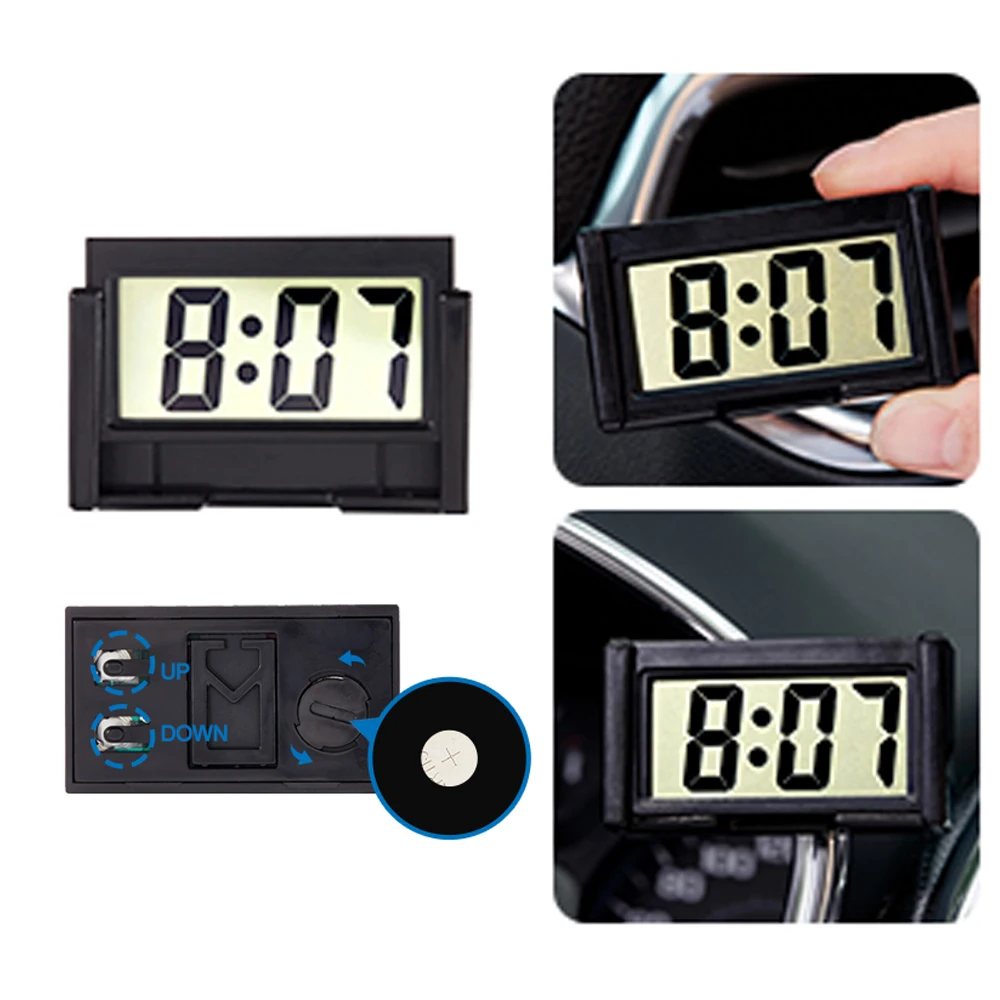 Mini Digital Clock Large Screen Car Dashboard Electronic Clock Self-adhesive Mini Clock Car Clock For Truck Dashboard