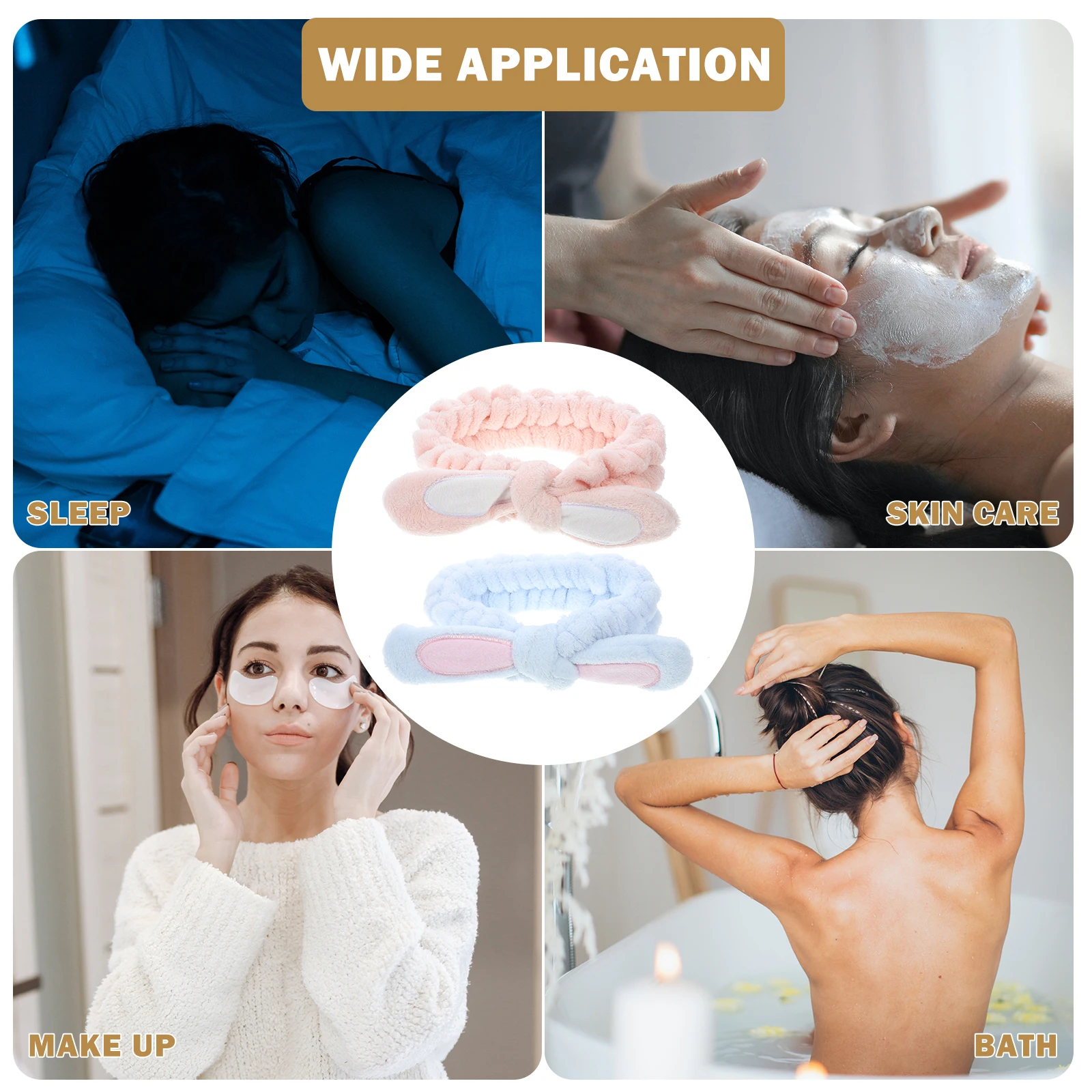 

2pcs Soft Hairband For Washing Face Spa Headbands Women Cute Makeup Fabric Turban Man Head Band Skincare Accessories