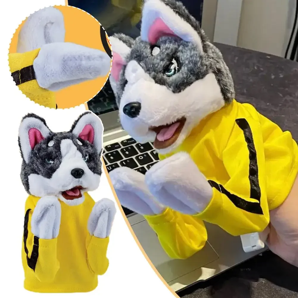 

New Stuffed Animal Boxing Dog Interactive Hand Puppet Toy Glove Performance Muppet Finger Doll Husky Plush Doll Cute kid Gift