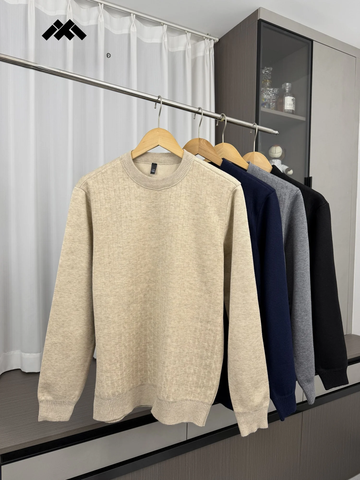 

Мужской утепленный мягкий шерстяной вязаный свитер с фактурным цветочным узором, теплый пуловер с длинными рукавами и круглым вырезом для осени и зимы