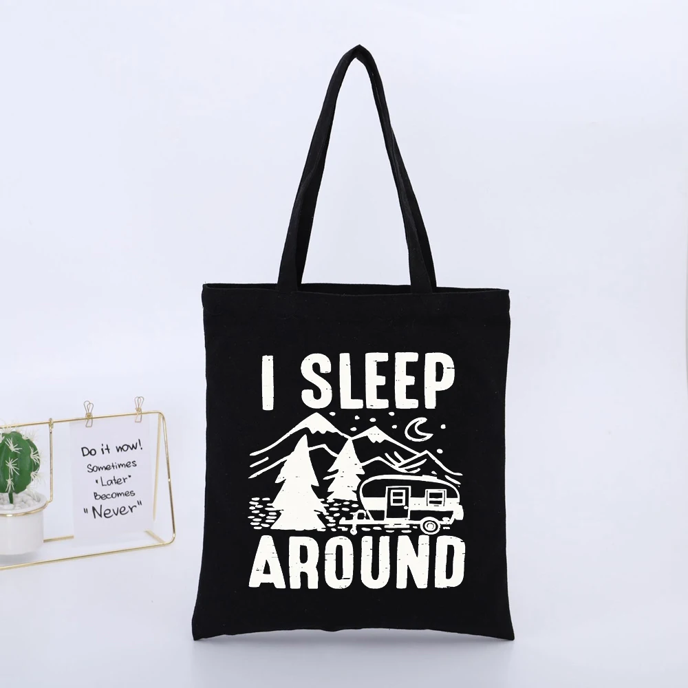 Nature Scene and Slogan Print Canvas Tote Bag, Casual Style for Daily Use and Weekend Outings
