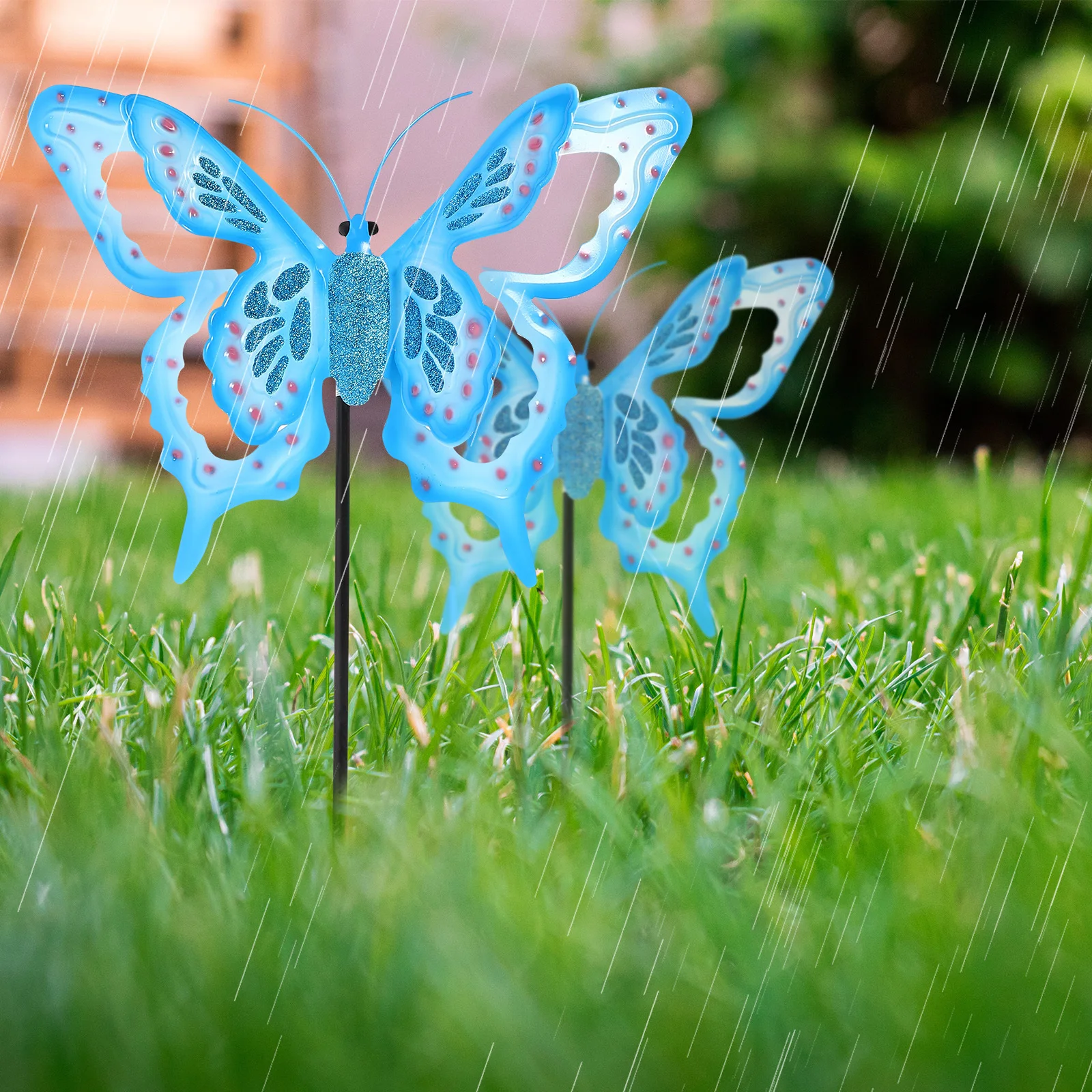 

1Pcs Iron Art Butterflies Decor Garden Stake Outdoor Yard Ornament Metal Butterfly Landscape Adornment Butterflies Stake