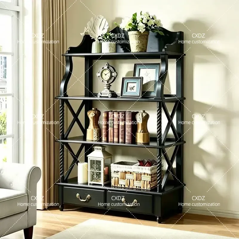 Floor to Ceiling Solid Wood Bookcase Simple Living Room Shelf Multi Layer Storage Rack Small Bookshelf for Home Office