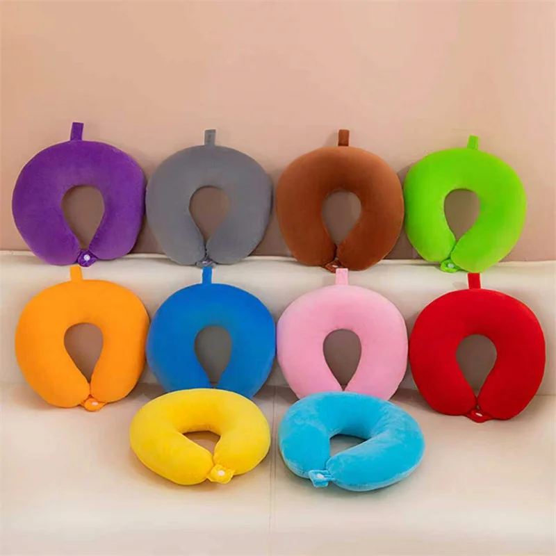 Fashion Travel Pillow Neck Pillow Airplane Pillow Traveling Car Home Office Travel Neck Flight Pillow Snap Strap Soft Cover