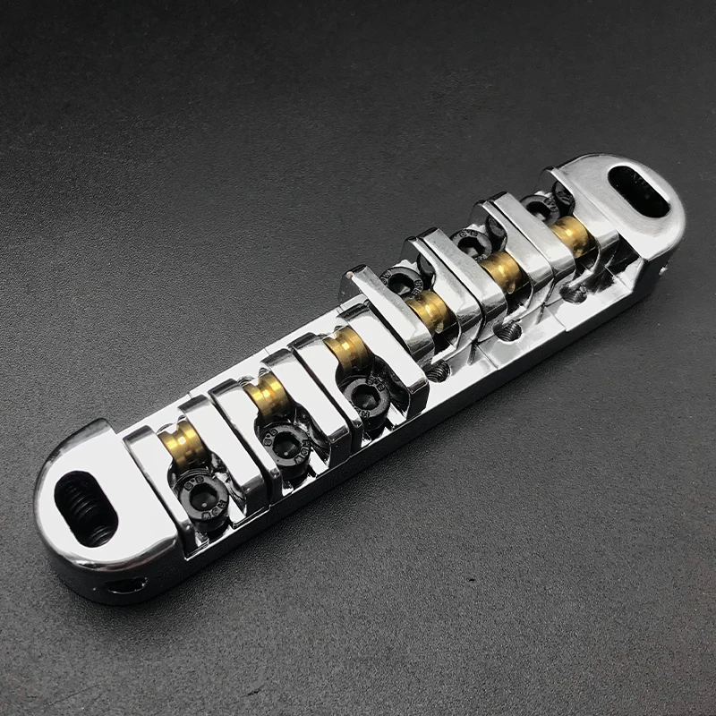 Roller Saddle Tune-O-Matic Guitar Bridge w/ 2 Studs for LP Electric Guitar Electric Guitarra Parts Accessories Silver Black