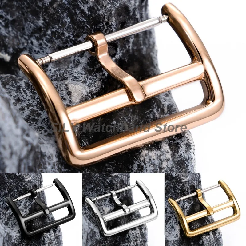 12/14/16/17/18/20/22mm Metal Polished Watch Buckle Stainless Steel Watch Buckle Watchband Solid Square Button Clasps Accessories