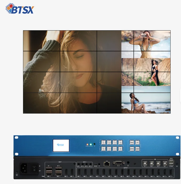 Bitvisus Multi-Screen Video Wall Switcher  1*4 2*2 2*3 3*3 3*4 4*4 Video Wall Display Processor  4K60Hz Video Wall Controller