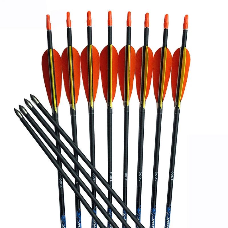 Compound Bow Archery Accessories  Spine 500-1000 ID4.2mm Pure Carbon Arrows Shaft Turkey FeatherFor Hunting Shooting