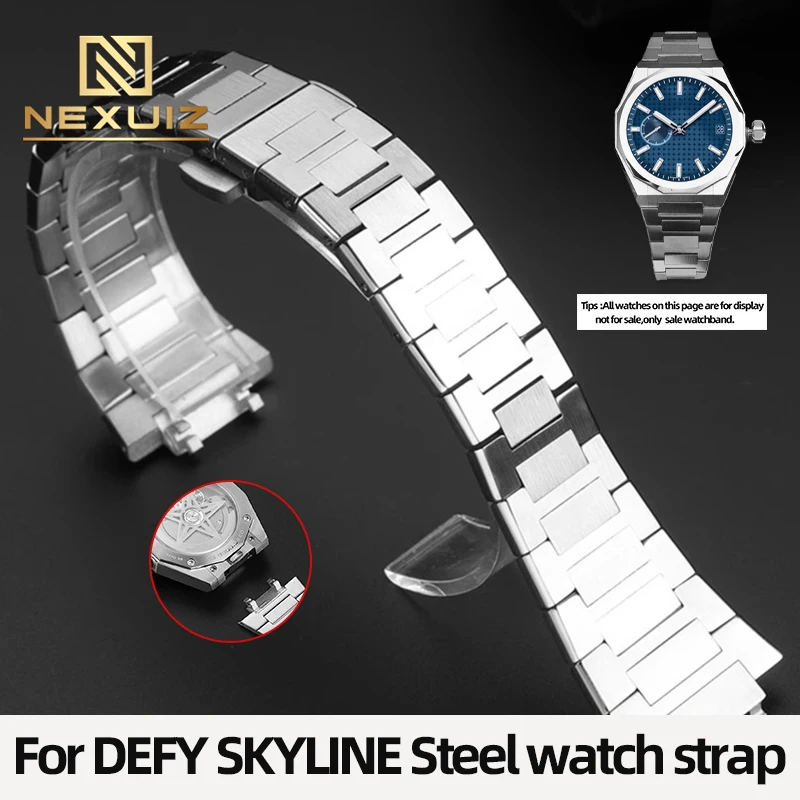 Silver Solid steel Watch Strap For Zenith DEFY SKYLINE Suitable for 41 dial With  Men's Watchband Watch Chain Accessory