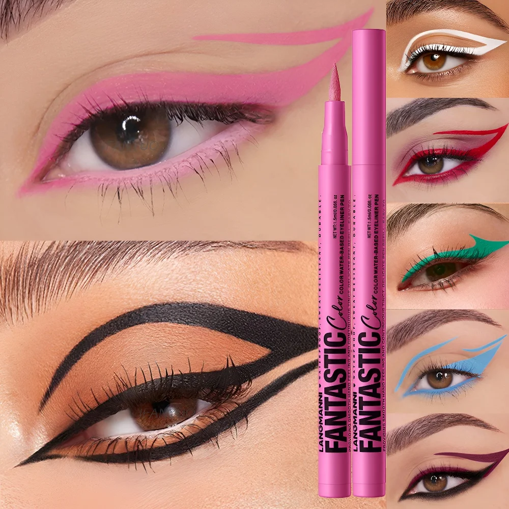 Matte Dark Red Blue Eye Liner Makeup White Liquid Eyeliner Quick-Drying Waterproof Ultra-thin Long-Lasting Colorful Eyeliner - view 2