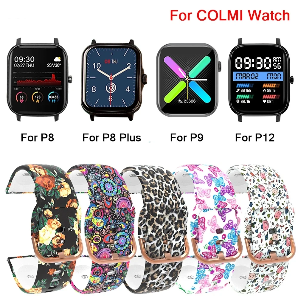 สายซิลิโคนแฟชั่นพิมพ์ลายสีสำหรับ P8 P12 colmi Plus Pro colmi P10 V31 P9 V23 Pro สมาร์ทวอท์ชกำไลข้อมือ
