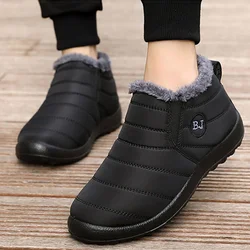 Men's Waterproof Slip On Ankle Boots, Mantenha sapatos de neve quentes, inverno, frete grátis