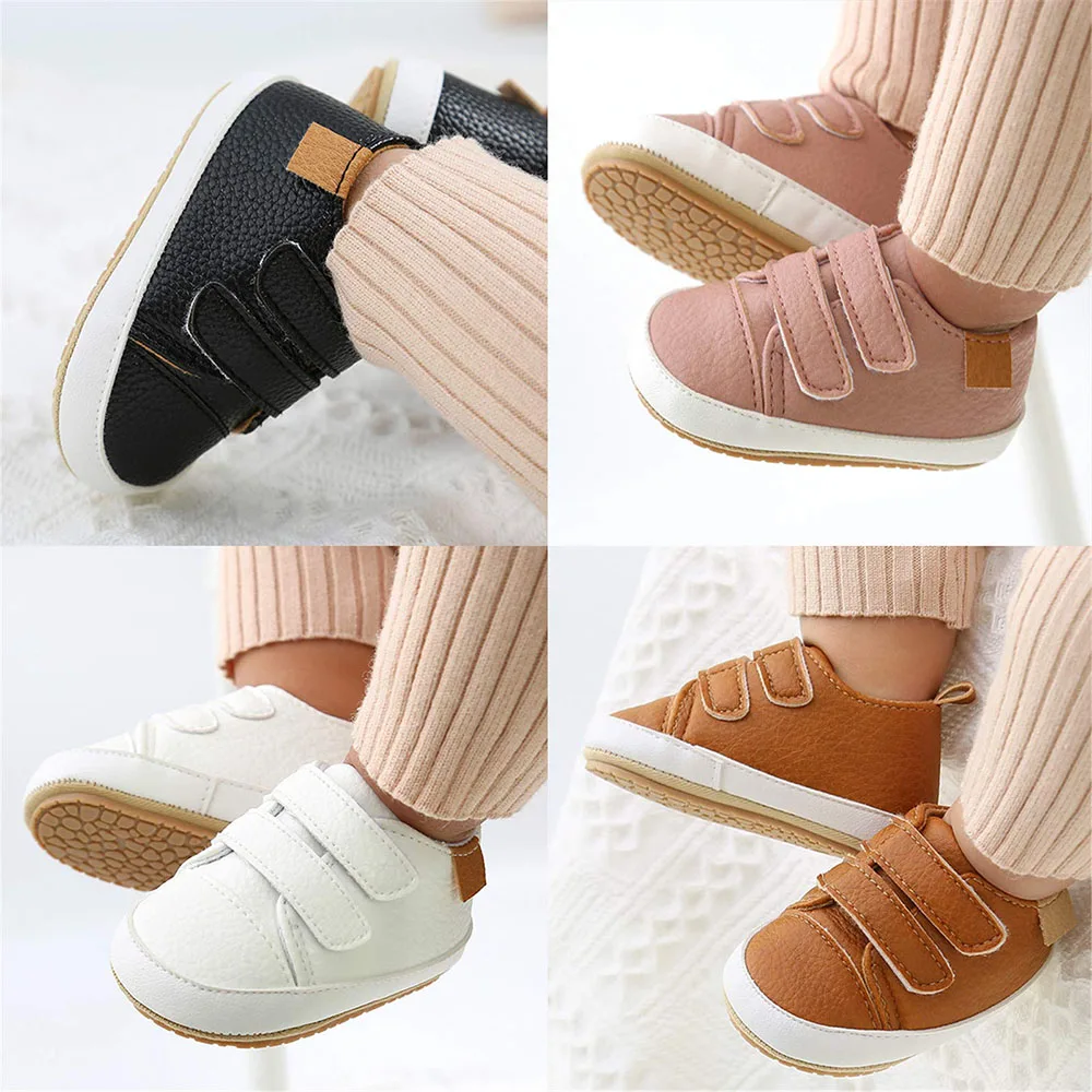 

2024 Unisex Baby Boys Girls High-Top Ankle Sneakers Soft Rubber Sole Infant Crib Shoes Toddler First Walkers