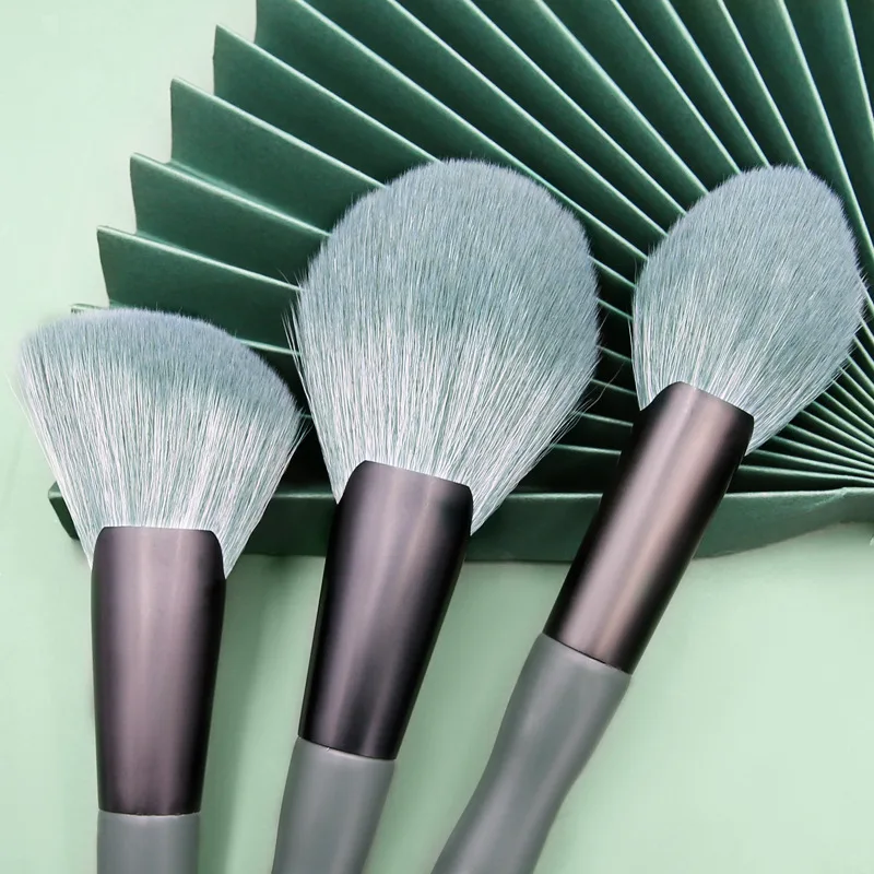 High Quality 14Pcs Dark Green Makeup Brushes Set for Eye Shadow Foundation Powder Eyeliner Eyelash Cosmetict for Face Make Up