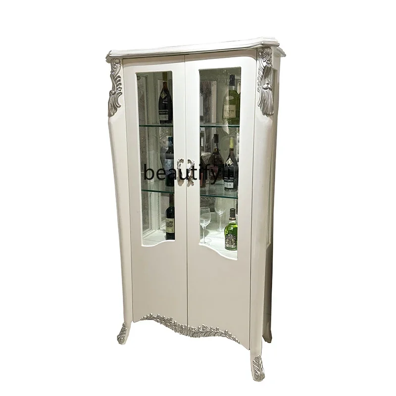 MM45 Wine Cabinet European Court Living Room Solid Wood Carved High Hallway Double Door Assembly Cabinet