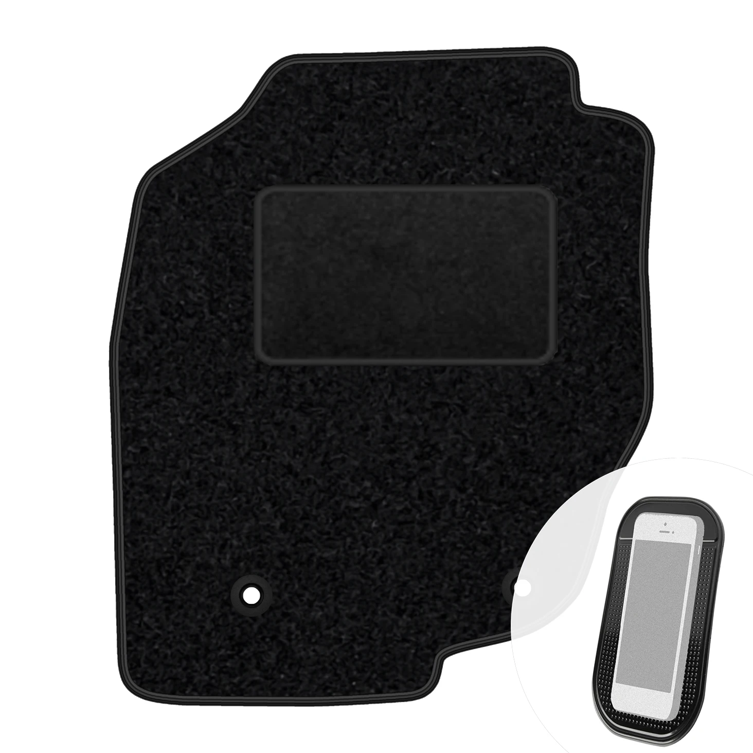 Zwart veloursvloermat voor de bestuurdersstoel, geschikt voor Toyota Hilux Vii, modeljaar 2005-2015.