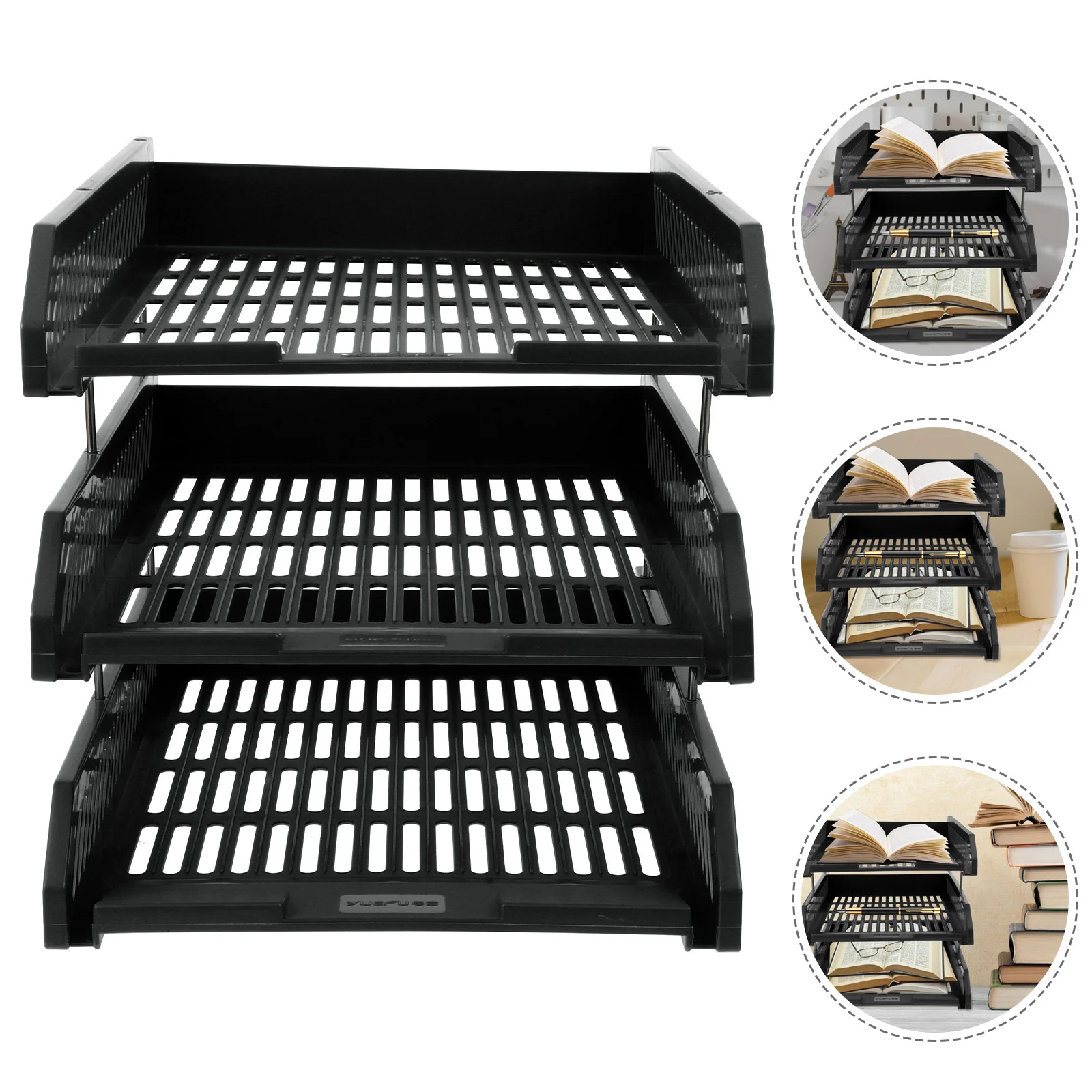 1Pcs File Organizer Rack 3 Tier Plastic Desktop Document Holder for Office Home Desk Storage Magazine Folder Organizer
