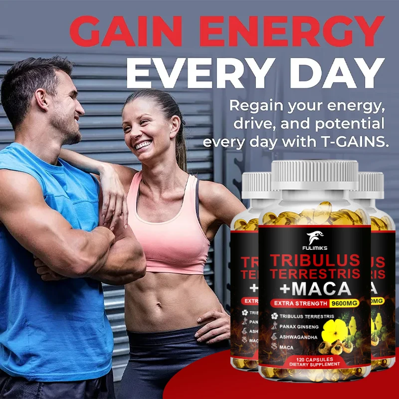 Tribulus Terrestris + Maca Capsules, Men & Women - Supports Energy, Mood, Stamina & Athletic Performance -Non-GMO, Gluten Free