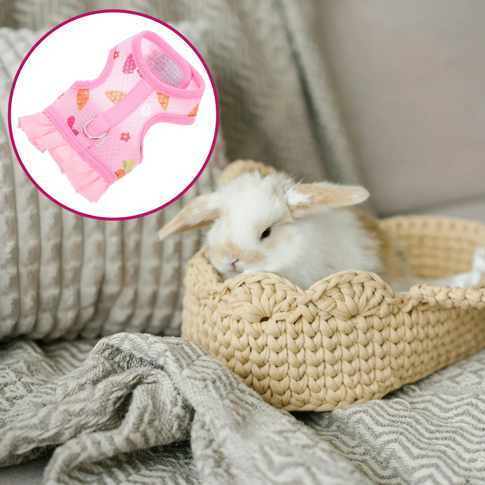 

Adjustable Rabbit Harness Set Comfortable Bunny Vest Small Pet Leash Kit Wear-Resistant Walking Rope for Dogs Hamster Chinchilla