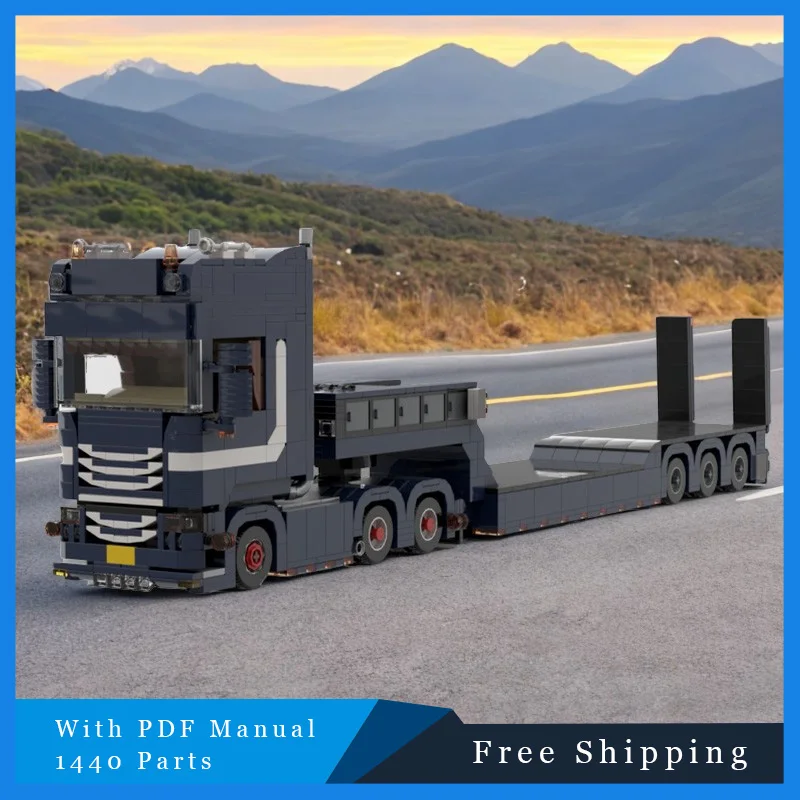 1440 Uds. Coche urbano, modelo de camión azul, bloques de construcción MOC, vehículo resistente, ingeniería de construcción, juguete de ladrillo, regalo de cumpleaños