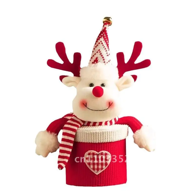 

Children's Handheld Apple Christmas Gift Bag New Christmas Eve Candy Packaging Bag for Teachers Red White Cartoon Cloth Paper