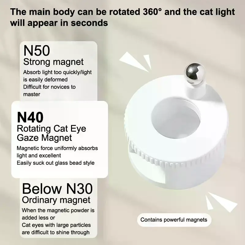 /Kuz/Rotating Cat Eye Nail Magnet Multifunctional Wide Light Glass Bead Effect Strong Automatic Magnetic For Gel Nail Polish