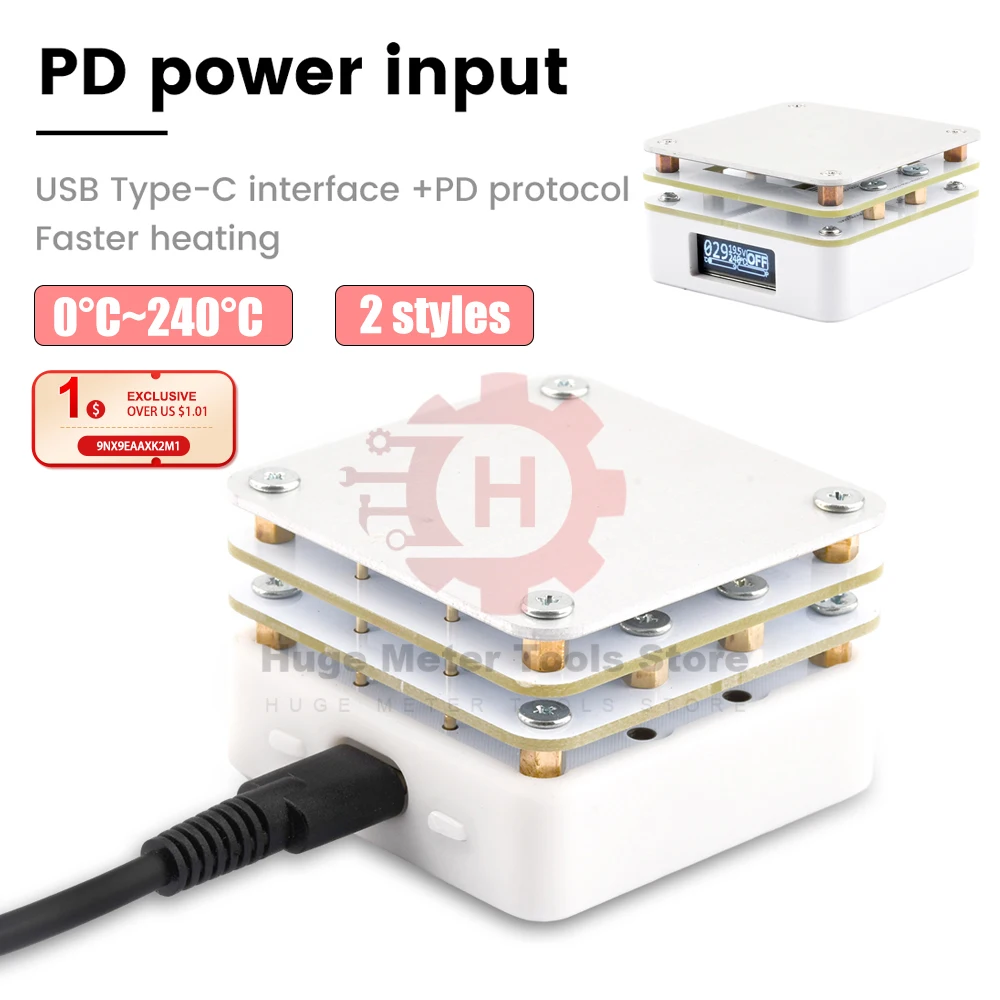 

Upgrades MHP30 65W Mini Hot Plate SMD Preheater Preheating Rework Station PCB Soldering Desoldering Heating Plate Repair Tool