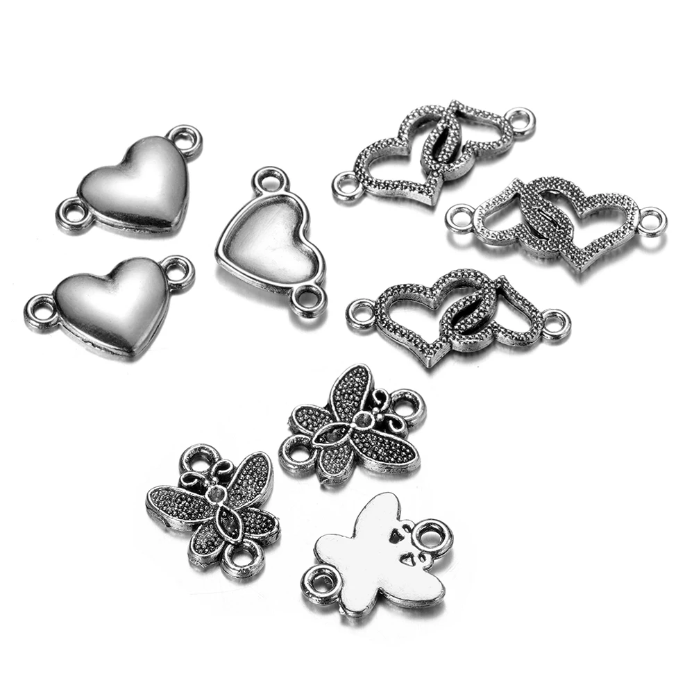 5/10Pcs Alloy Butterfly Heart Charms Pedants Jewelry Bracelet Connectors for DIY Necklace Jewelry Making Accessories