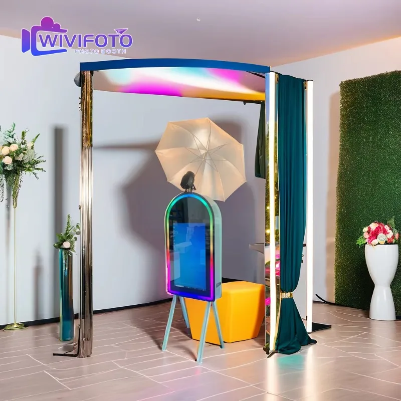 Party supplies Oval mirror photo booth with printer Mirror photo booth