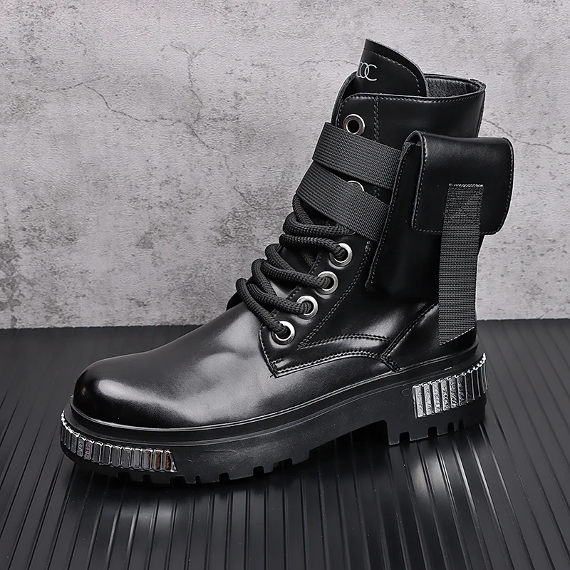 Botines de Metal para hombre, botas de tobillo populares e informales, de alta calidad, a la moda, cálidas y de lujo, para Otoño e Invierno
