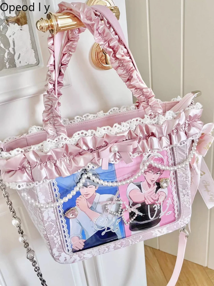 Japanese Original Mass-produced Lace Lolita Itabag Cute Doll Feeling Two-dimensional Star Chasing  Women Sweet Shoulder Bag