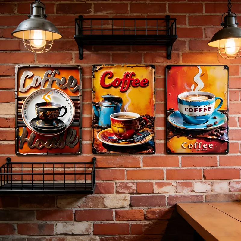 Retro 3D Tin Sign Wall Decor Vintage Metal Painting for Cafe Restaurant Bar Home Iron Art Mural Decoration
