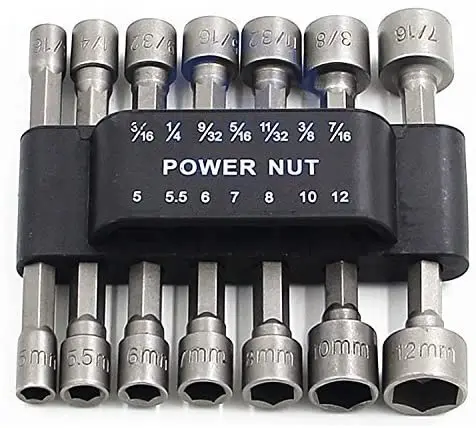 9/14pcs Power Hand Driver Drill Tools Set 5-13mm Metric Socket Wrench Set Power Nuts Driver Socket 1/4" Hex Shank Drill Bit Set