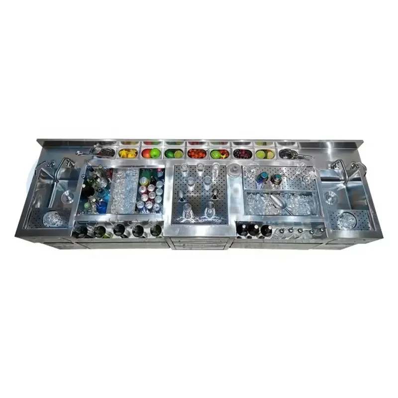 for Kittralon Custom Chilled Style Drawer New Stainless Steel Cocktail Bar Station Ice Bucket Tray Home Bar Accessories Tool