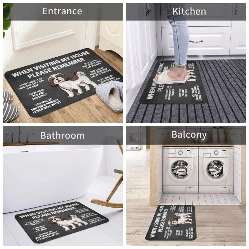 Please Remember Shih Tzu Dogs House Rules Entrance Doormat Decor Kitchen Welcome Rug Bathroom Non-slip Floor Mat Area Rugs