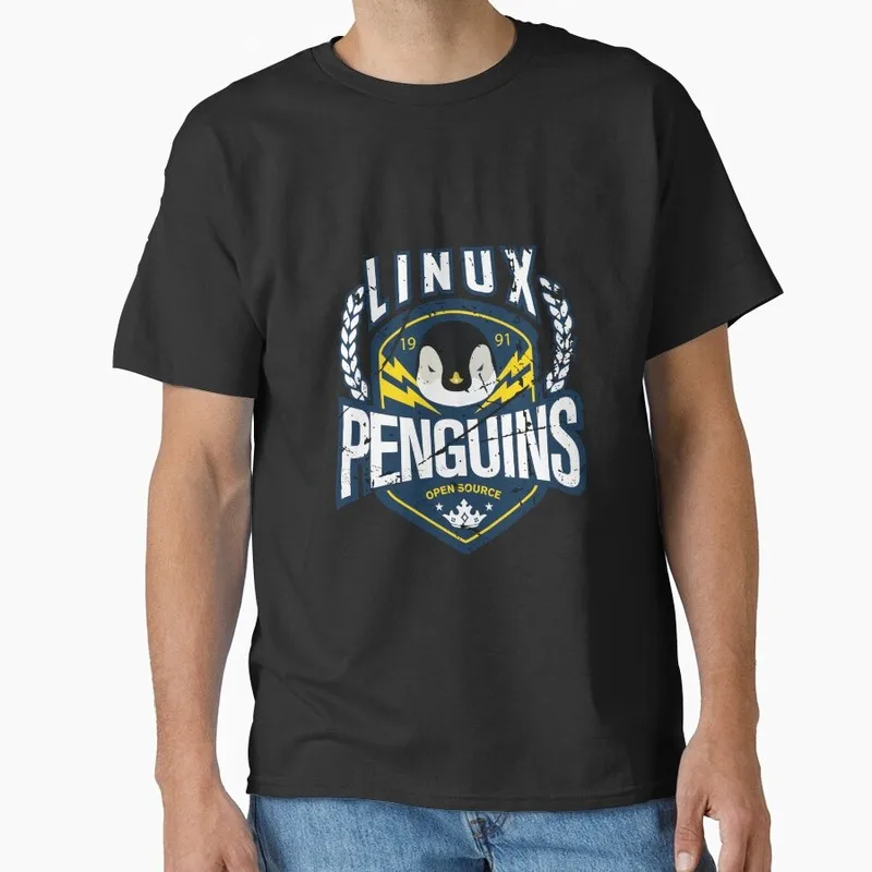 Linux Penguins Linux Operating System Graphic T‑Shirt Short Sleeve Tees Geek IT Developer Fan Gift Streetwear S-6XL
