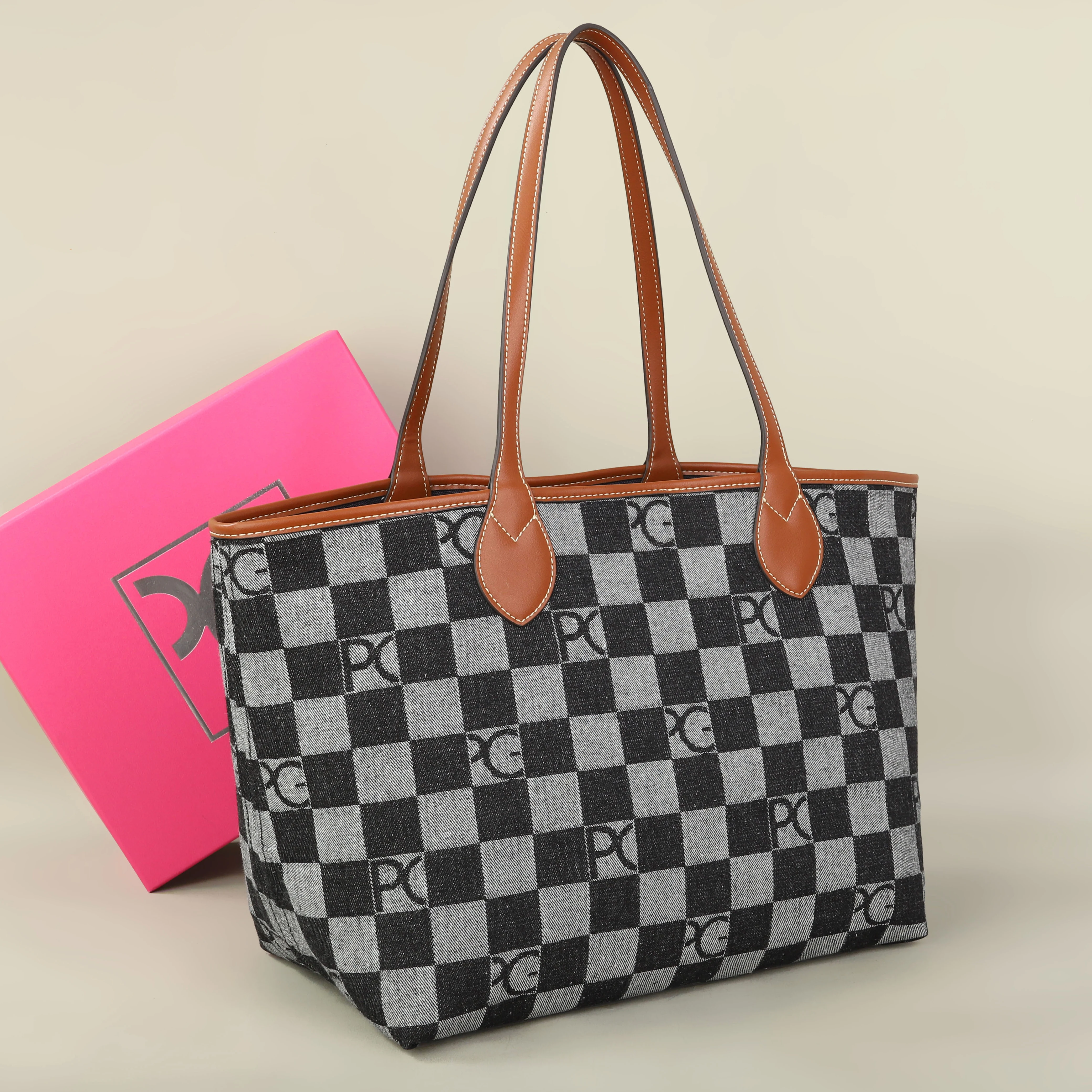 PG Damen-Tragetasche, Schlichte Doppelseitige Mutter-Kind-Tasche mit Großer Kapazität, Lässige Handtasche, Einkaufstasche – Detail 9