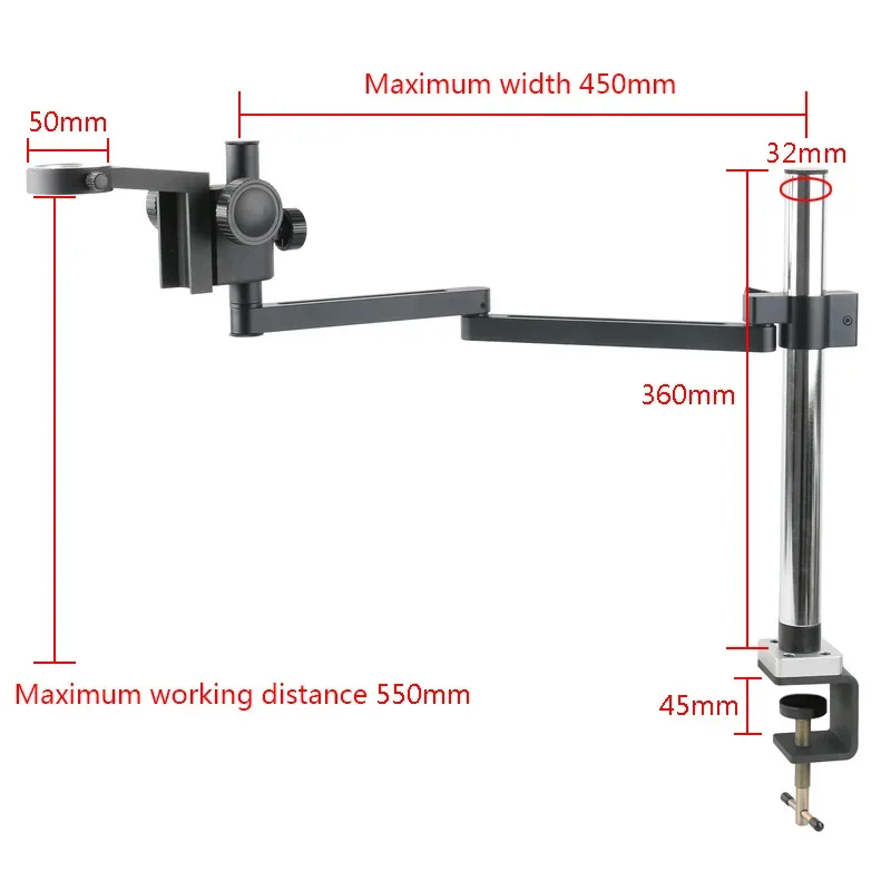 Imagem -03 - Suporte de Braçadeira Articulada Ajustável Suporte de Lente C-mount Câmera de Vídeo Trinocular Suporte para Tripé 50 mm 76 mm