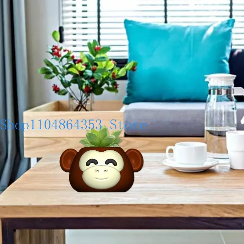 

652F Monkey Gypsum Silicone Mold Diy Succulents Concrete Flower Pot Vase Plaster Cement Mold Clay Mold Holder Mold
