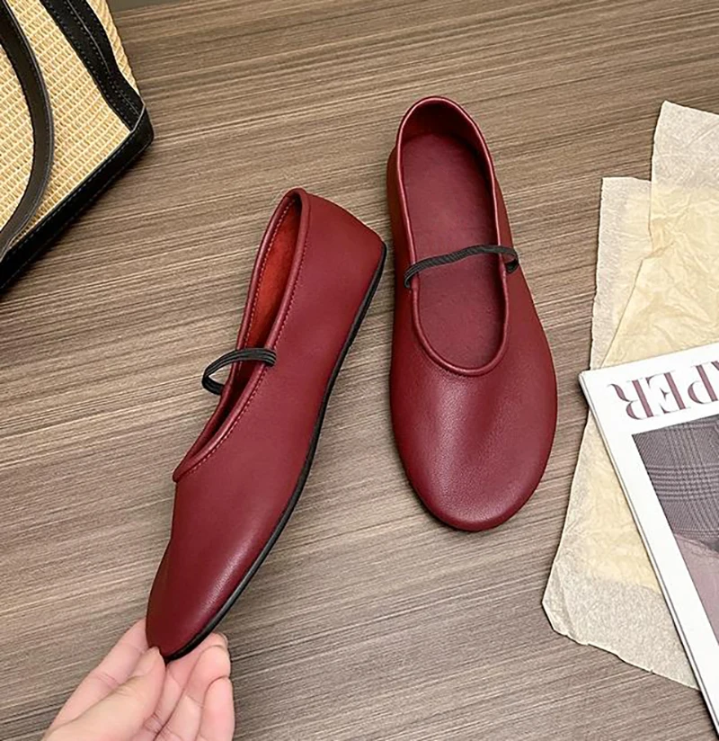 Feminino soft sheepskin women loafers round toe white ballet shoes 2023 new flat shoes shallow cut designer women's shoes