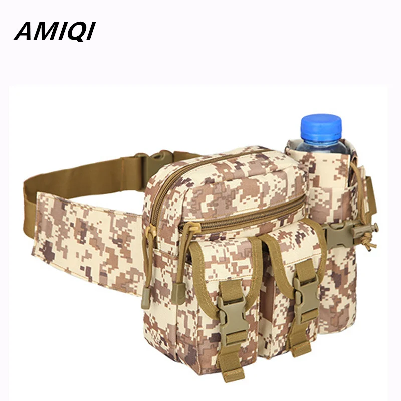 AMIQI Outdoor Sports Mud Green Climbing Camp Belt Bag Men\'s Waist Pack Nylon Hiking Water Bottle Phone Bag mochilas de h