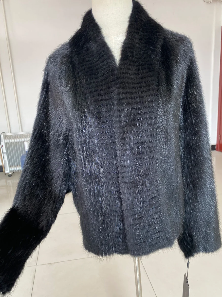 เสื้อโค้ทขนมิงค์แท้คุณภาพสูง HDHOHR 2025 สำหรับผู้หญิง ฤดูหนาว อุ่นสบาย ตกแต่งด้วยขนมิงค์ถัก แจ็คเก็ตขนมิงค์แท้ แฟชั่นสำหรับผู้หญิง