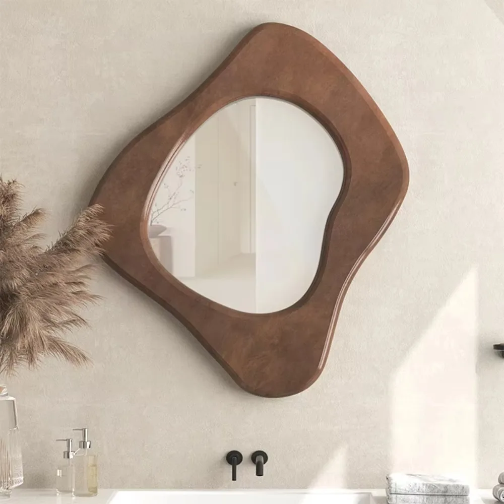 Beam modern mirror decorative wall hanging wooden irregular porch living room home decoration mirror