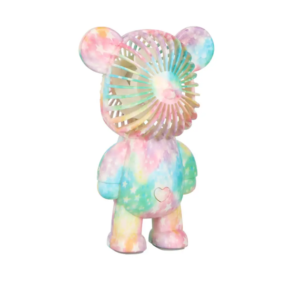 Ventilador de oso Doodle de Color a la moda, carga USB, tres engranajes, portátil, regalo, Red, rojo, escritorio, Mini gradiente, plateado