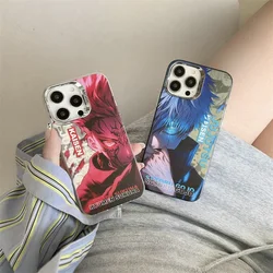 Cute Cartoon Jujutsu Kaisen Gojo Satoru Phone Case For Apple iPhone 15 14 13 12 11 Pro Max Anime Plating Lens Back Cover Funda