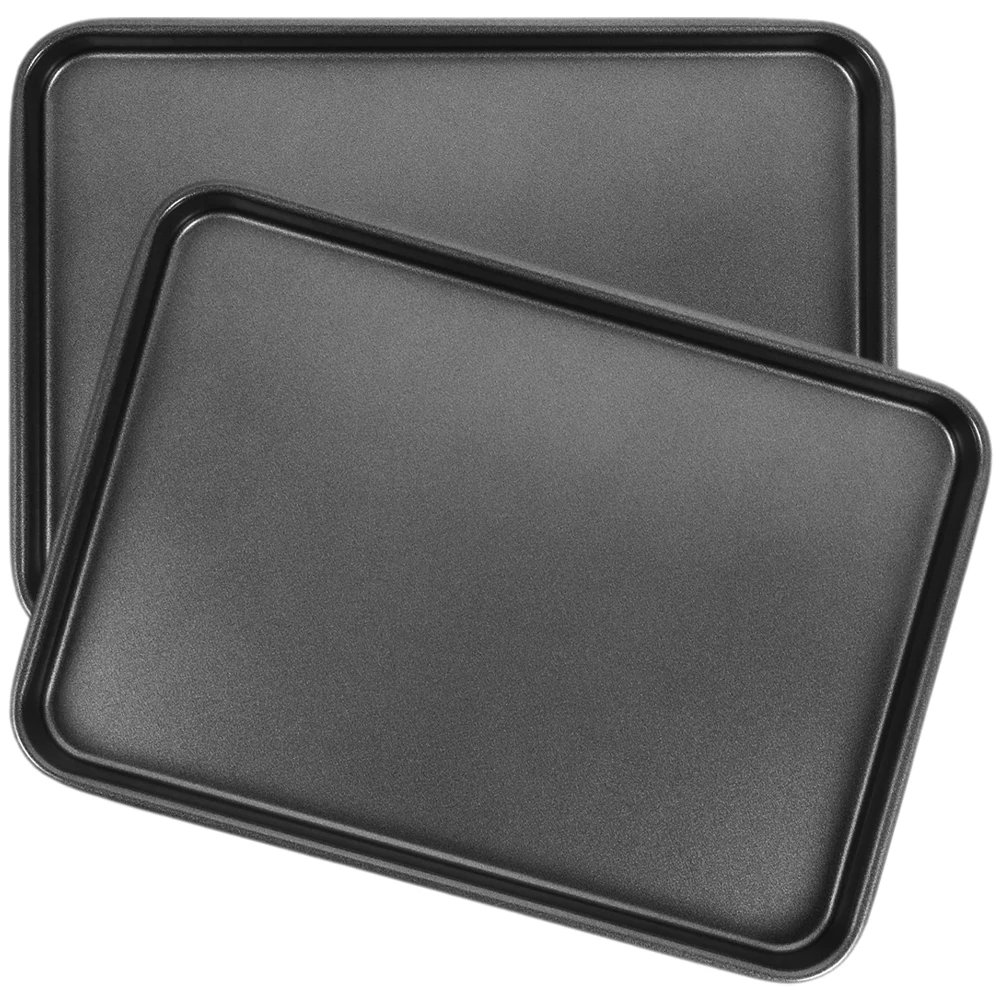 

2Pcs Nonstick Carbon Steel Rectangular Oven Pan Multi-Function Pizza Bread Cake Baking Tray Rectangular Baking Pan